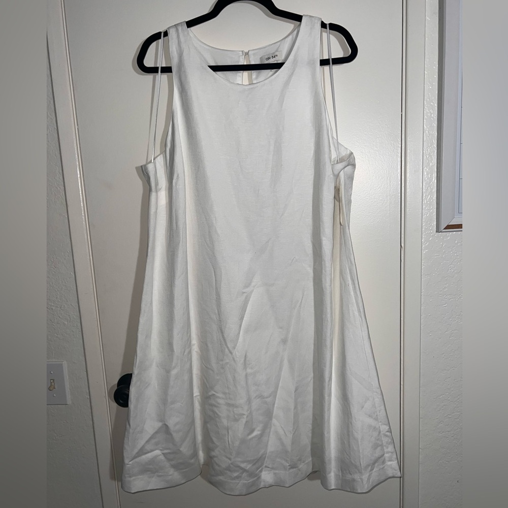 White Linen Sleeveless Dress